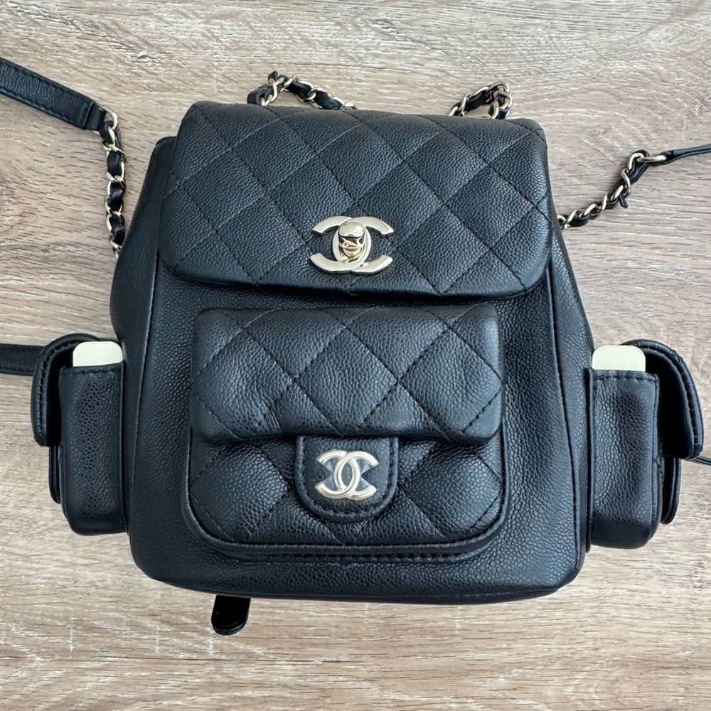 CHANEL DUMA MINI BACKPACK CC LOGO CAVIAR LEATHER 23K